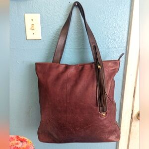 LodieElegant Brown Leather Tote Bag